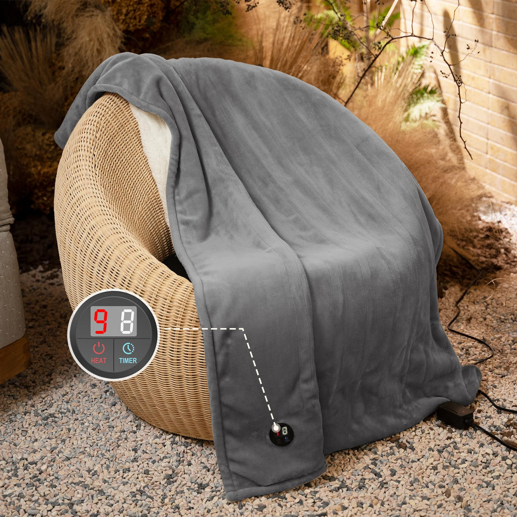 Heated Blanket 50"x60"- Cozy Warm Electric Throw(Gray)