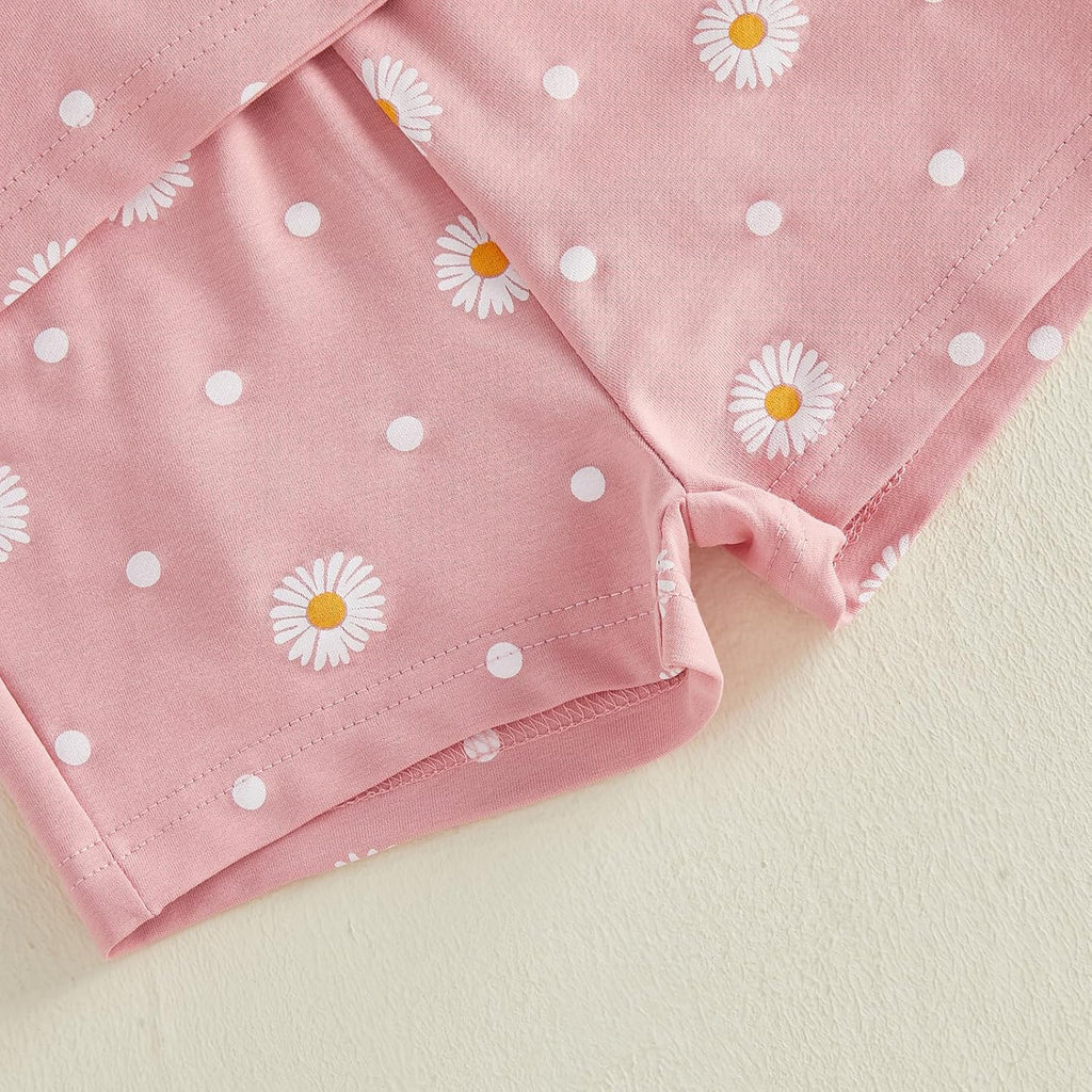 Baby Girl Summer Clothes Short Sleeve Shirt Elastic Waist Shorts Newborn Infant Outfits Cute Daisy Outfit