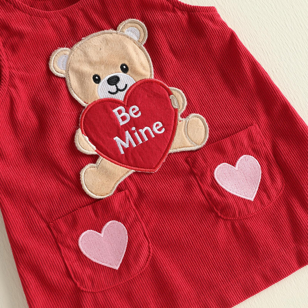 My First Valentines Day Baby Girl Outfit Ruffle Long Sleeve Romper Love Heart Overall Dress Headband Cute Clothes