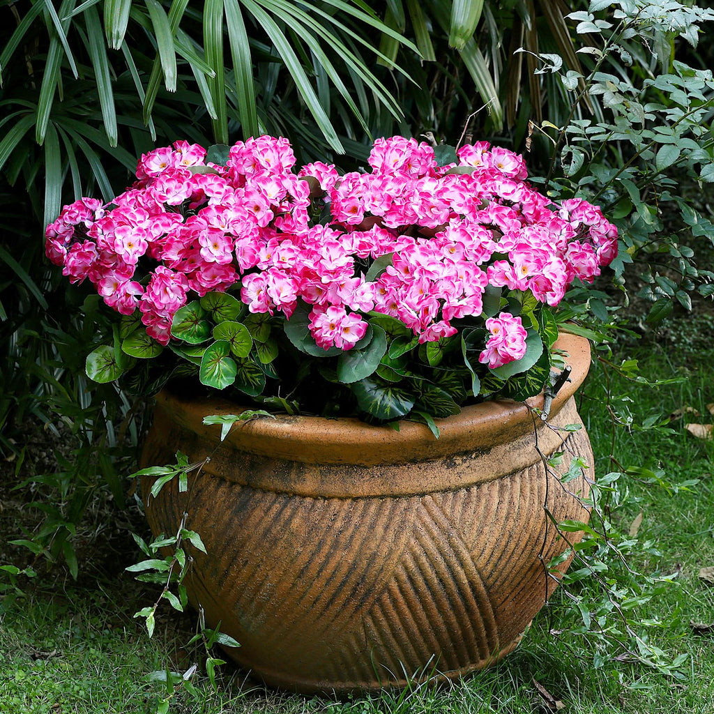 2 Pcs Pre-Potted Artificial Flowers for Outdoor - Pink