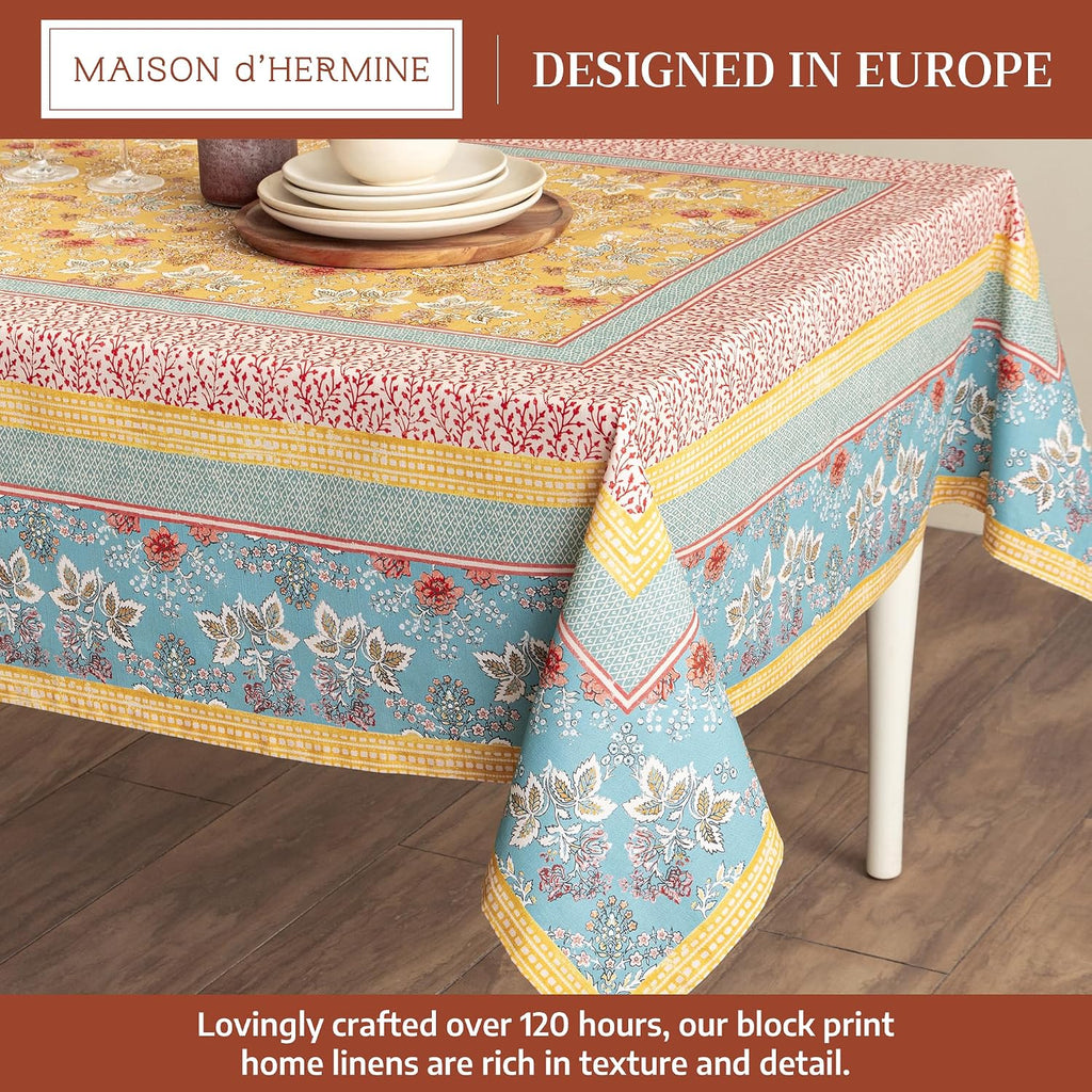 Table Cloth Square Table 100% Cotton 60 x 60 Inches Tablecloth Reusable Decorative for Dining Kitchen Room Farmhouse