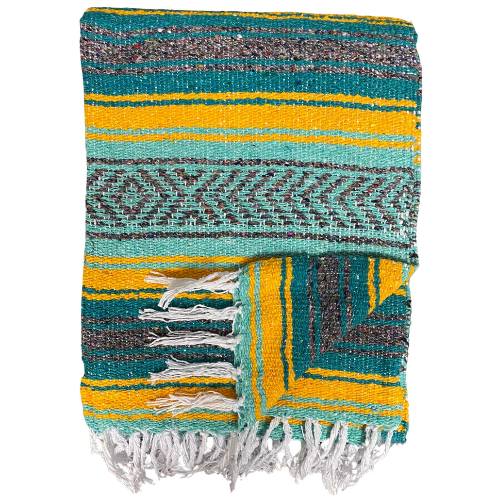 Classic Mexican Blanket, Large Authentic Woven Falsa Throw (70"x50"), Artisan Southwest Décor for Beach, Yoga