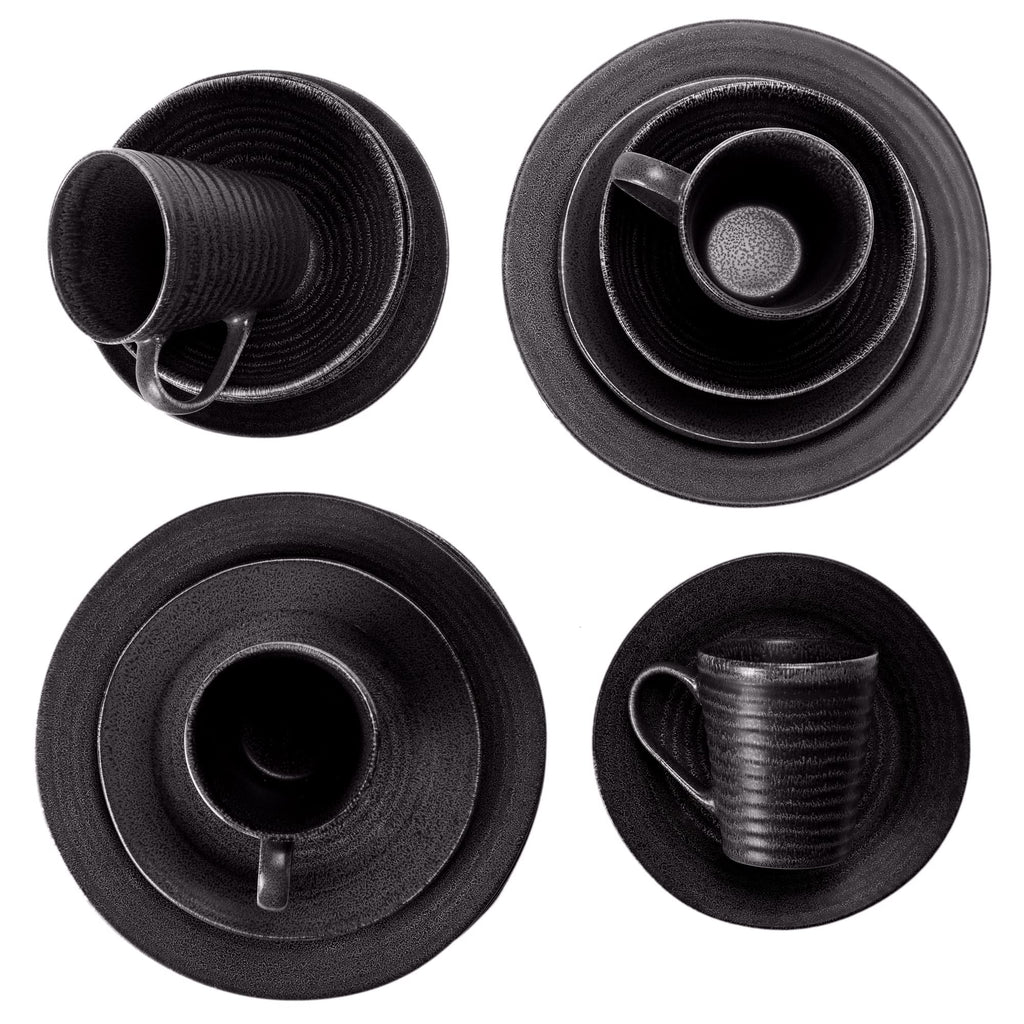 Charming Chic Ribbed Modern Thrown Pottery Look Ceramic Stoneware Plate Platter Mug & Bowl Kitchen Dish Dinnerware 16