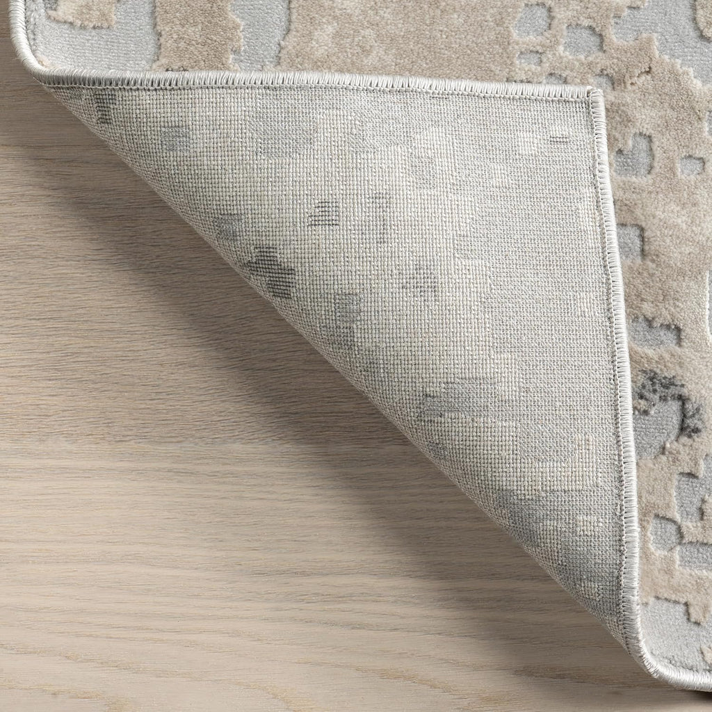 Chastin Beige Abstract Power Loomed Area Rug, Oval 5' x 8'