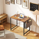 Computer Desk 31 Inch Home Office Desks for Small Spaces, Gaming Writing Study Work Table with Storage Bag, Rustic Brown