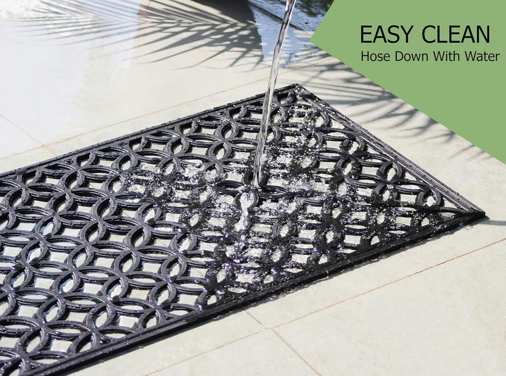 17x39 Inch Rubber Doormat - 2 Pack Lattice Links All-Weather Mat | Large Heavy Duty Indoor Outdoor Non Slip Front