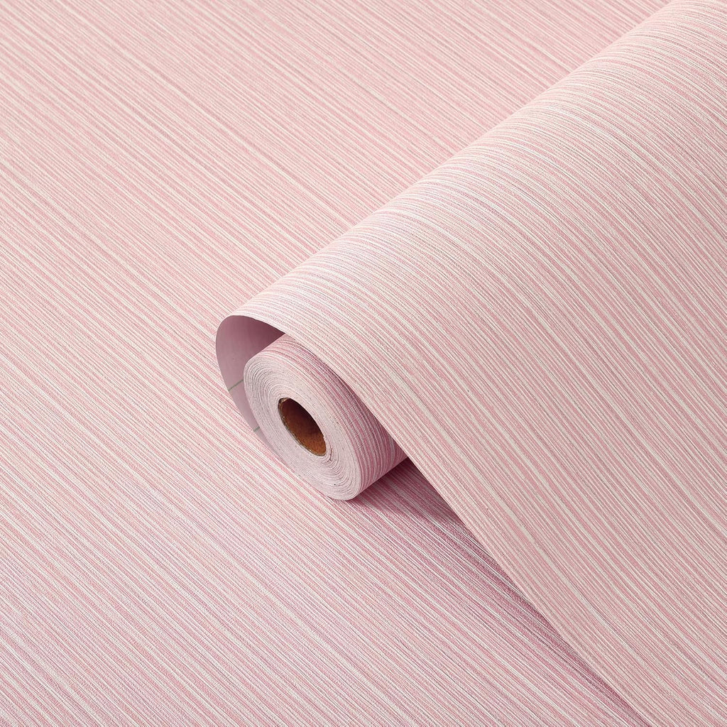 Grasscloth Textured Peel and Stick Wallpaper,Pink,24"x394" | Thickened,Self-Adhesive,Vinyl,LinenEmbossed,Contact