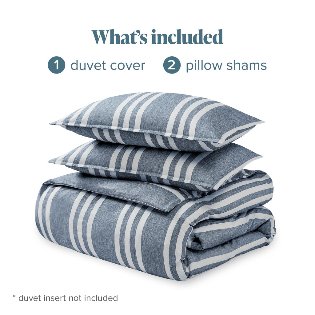 Duvet Cover Set (Stripe - Heathered Midnight Blue)