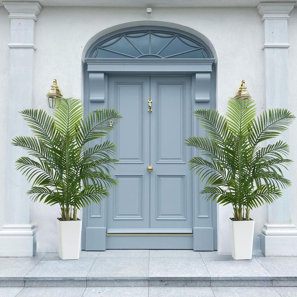 Artificial Palm Tree:5FT Tall Fake Areca Palm Plant (White Planter)