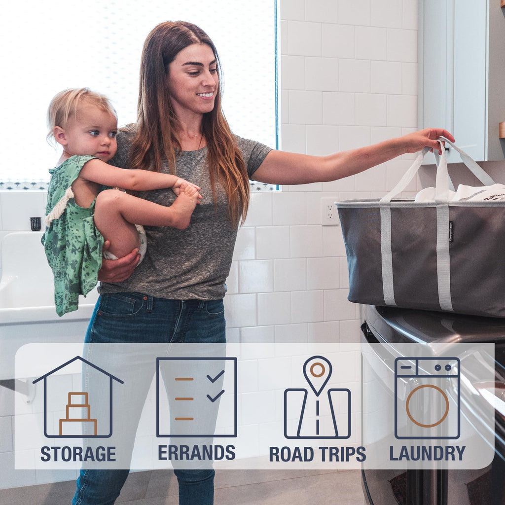 Collapsible Laundry Baskets, 50L Tote 2 Pack, Charcoal