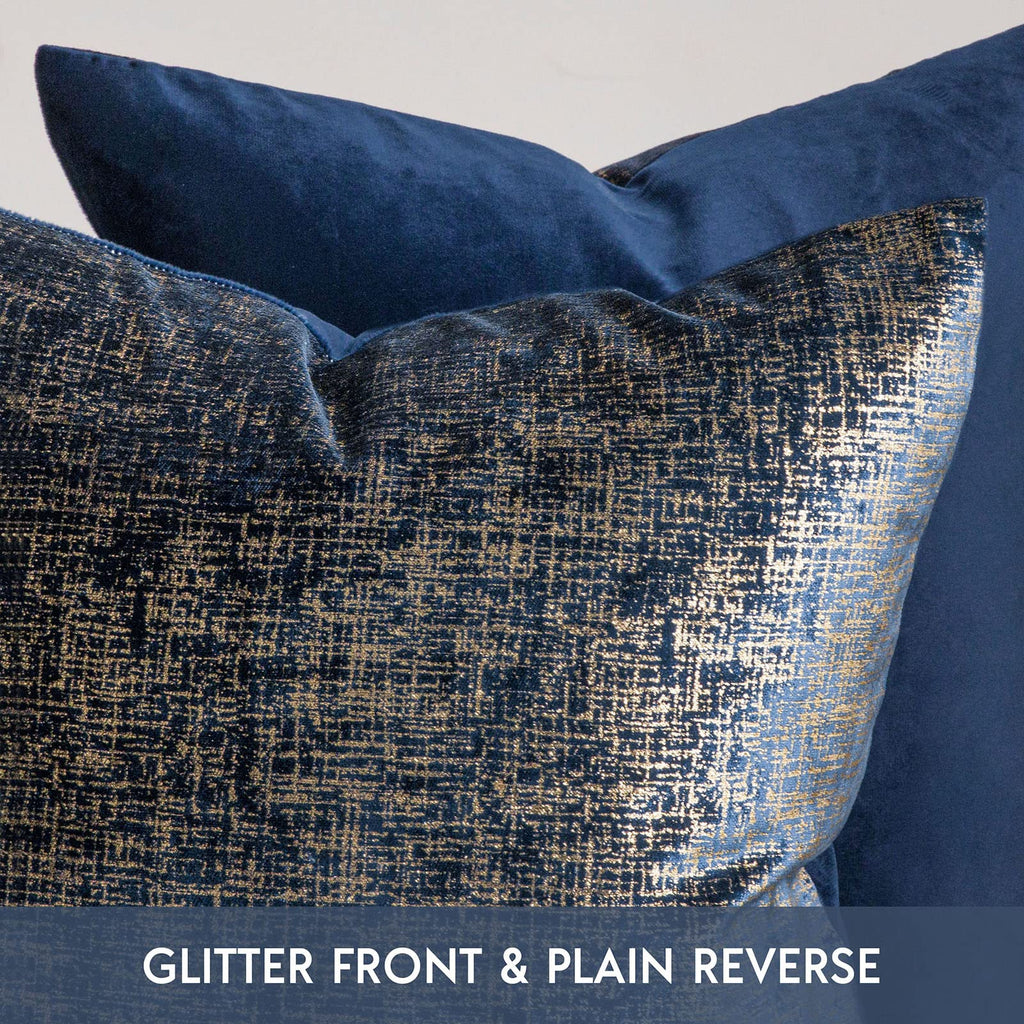 Pack of 2 Sparkling Velvet Decorative Solid Throw Decorative Pillow Cover Soft Gold Glitter Square Cushion Cover