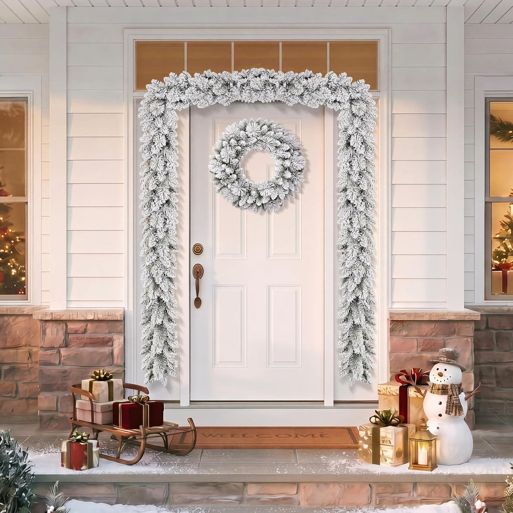 International 9ft Flocked Spruce Artificial Christmas Garland