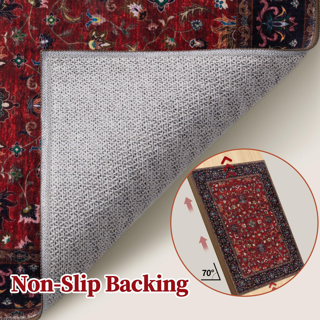 Red 2x5 Washable Runner Rugs s, Oriental Non Slip Rug Runner
