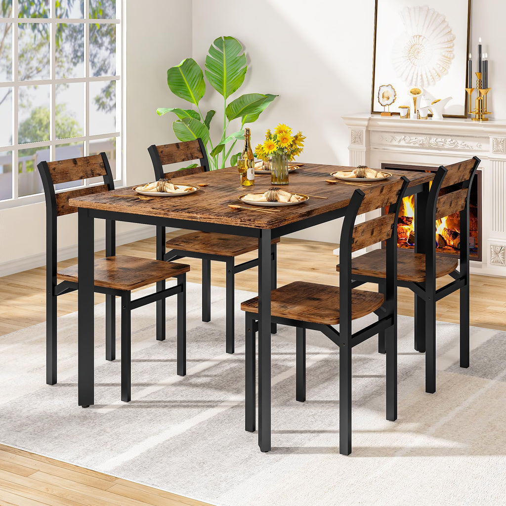Dining Room Table Set for 4 Farmhouse 5 Piece Dining Table Set, Small Kitchen Table Set for 4 and Dining, Apartment