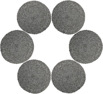 Round Placemats Heat-Resistant Stain Resistant Anti-Skid Washable Polyproplene Table Mats Placemats ( - Set of 6