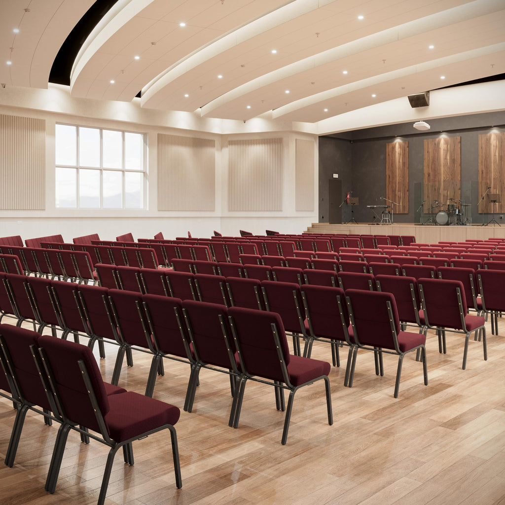 18.5 in Wide Fabric Church Chair, Burgundy