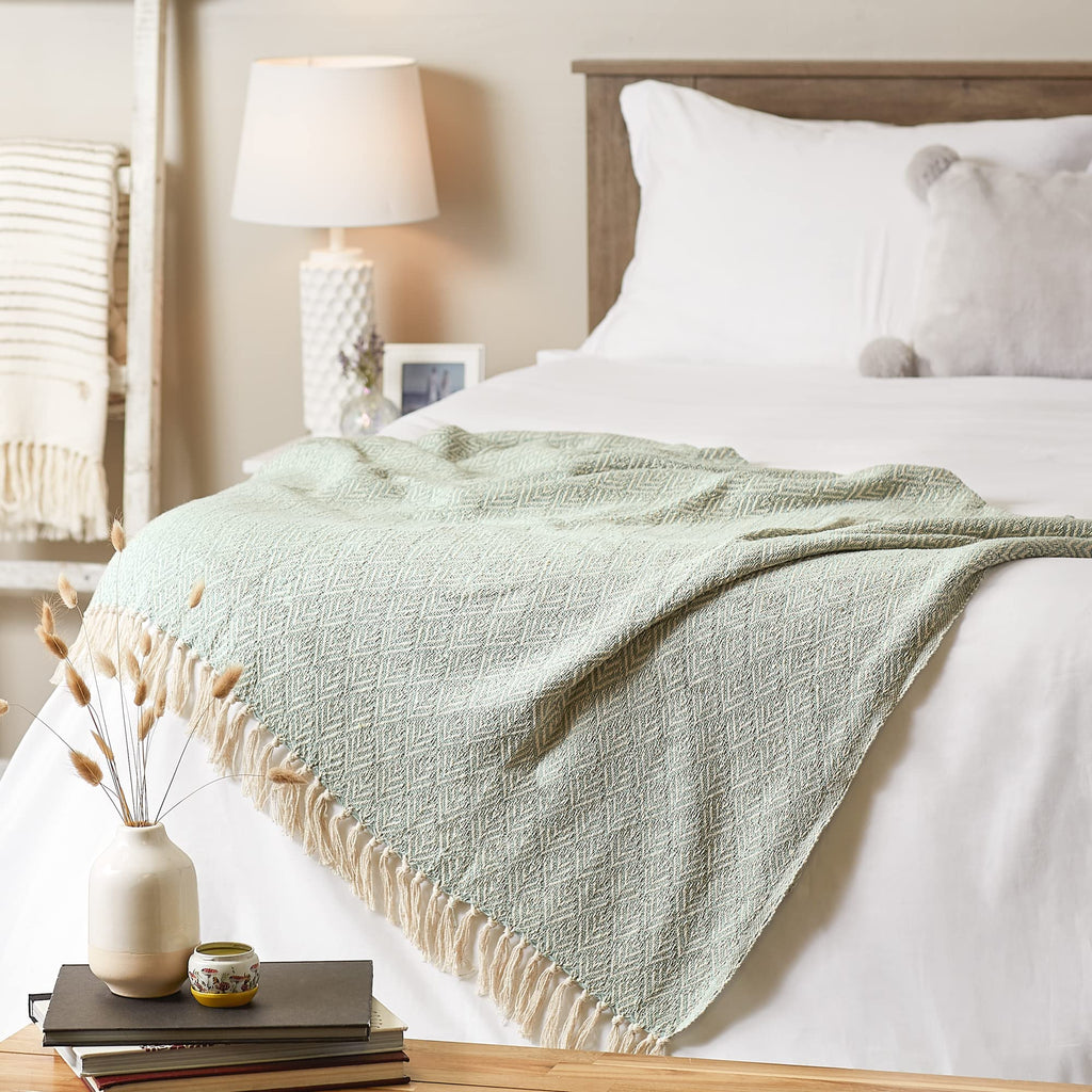 Diamond Throw Collection Cotton Woven, 50x60, Jadeite