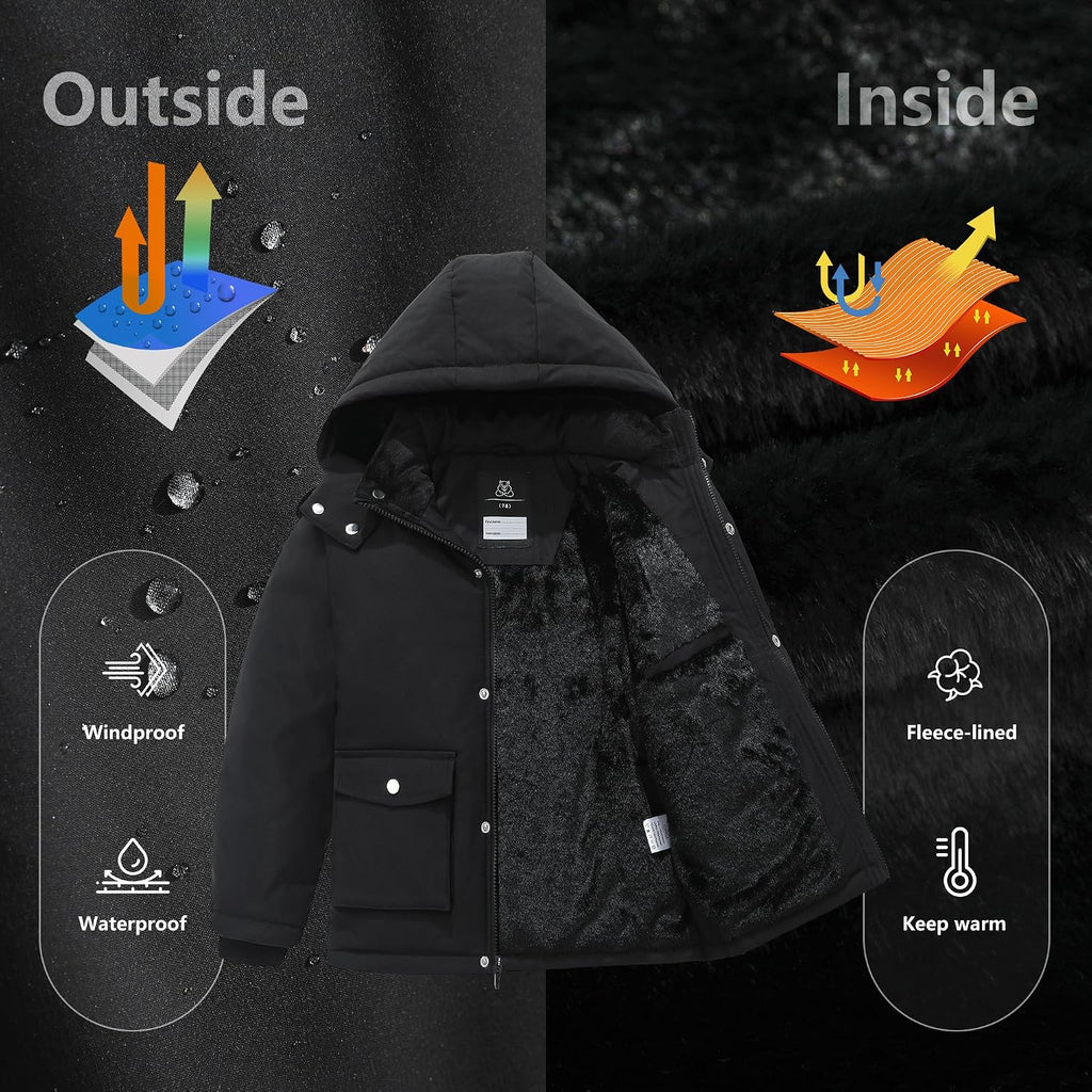 Boy's Winter Coat Waterproof Puffer Jacket| Warm Windbreak Parka