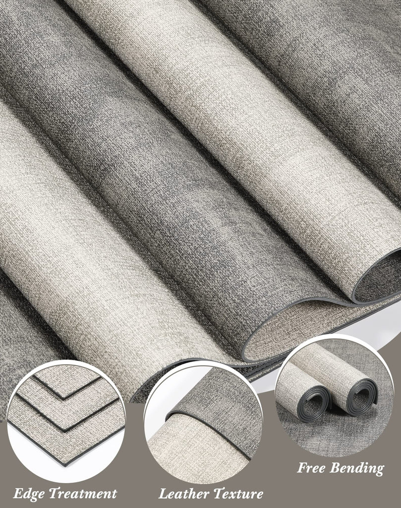 Leather Placemats Table Mats Set of 6, Light Grey & Smoky Grey