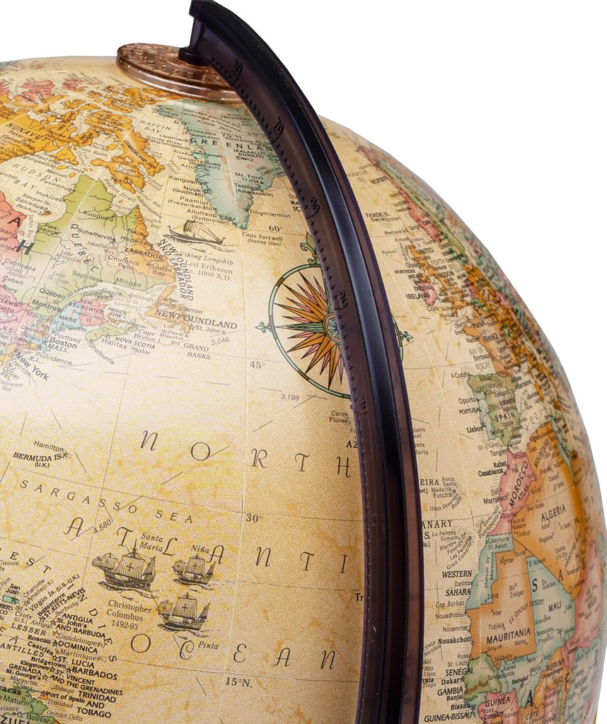 Easy to Assemble World Classic Globe, 12" Desktop World Globe or Office Desk Decor, Raised Relief, Up-to-date