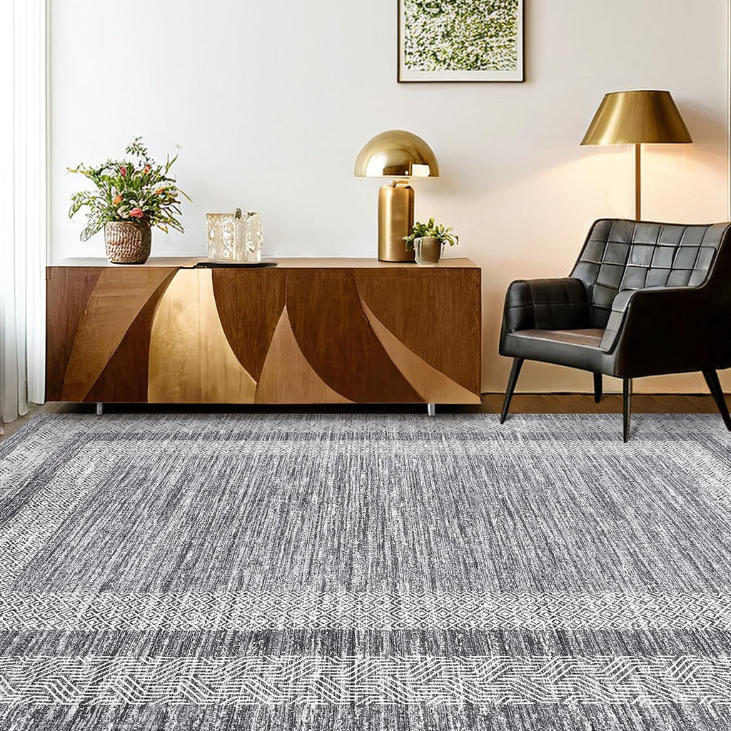 Area Rug 5x7 Distressed Bordered Washable Non Slip Floor Carpet