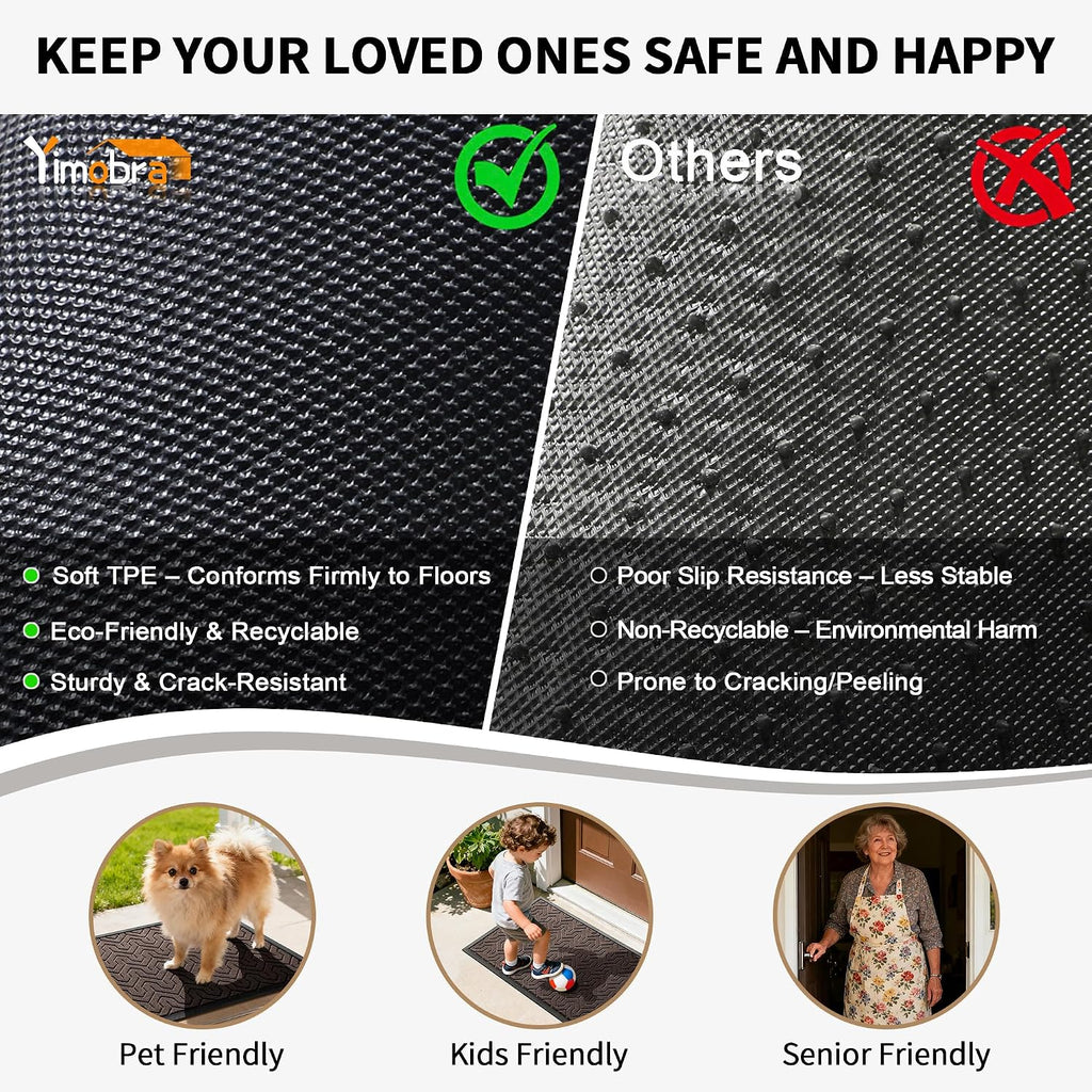 Large Door Mat Outside Entrance 36x24, Waterproof Heavy Duty Outdoor Mats for Front Door, Non Slip Rubber Entry Mat