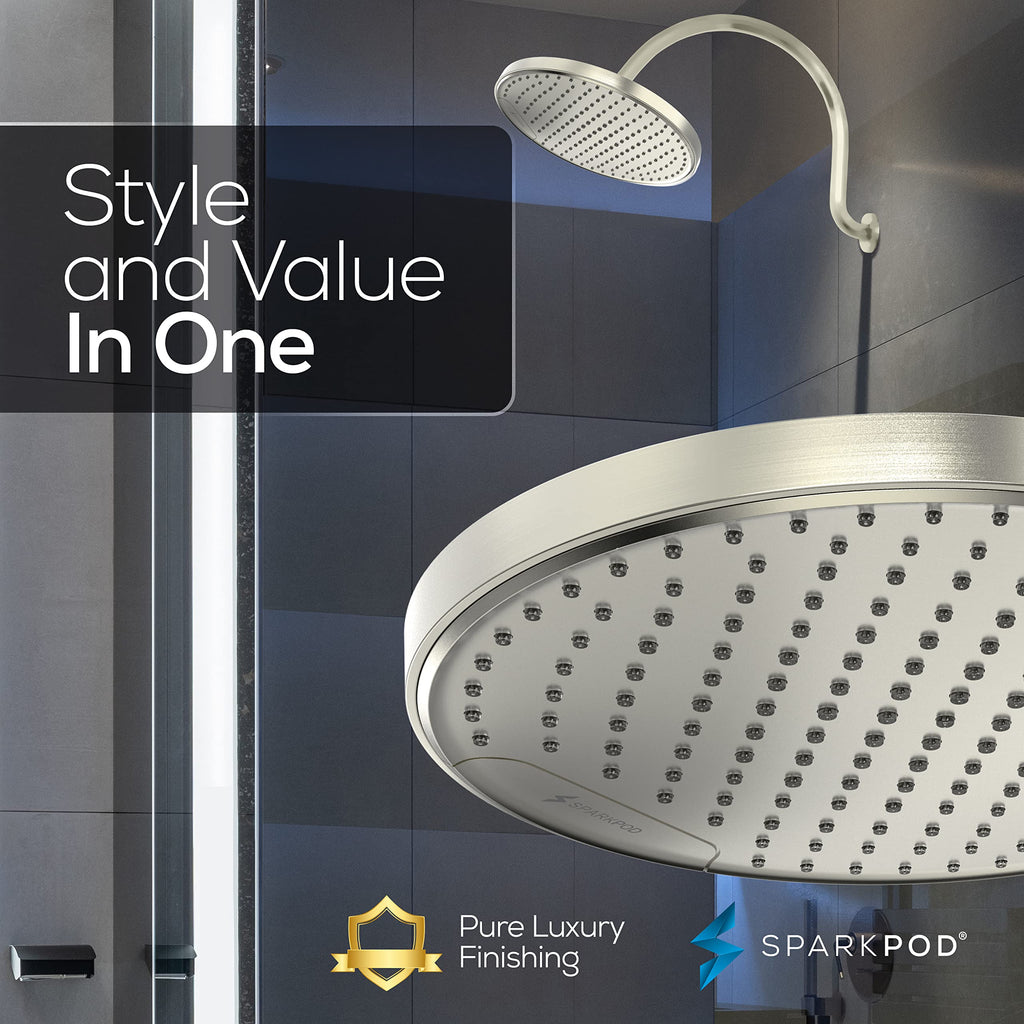 10 Inch Round Rain Shower Head, Brushed Nickel, Ceiling/Wall Mount
