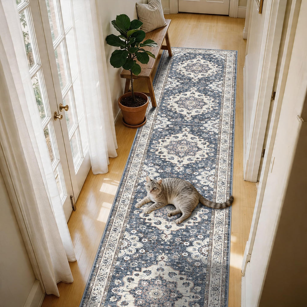 Long Hallway Runner Rug: Non-Slip Washable Wide Kitchen Runner Stain Resistant Durable Ultra Soft Floor Carpet