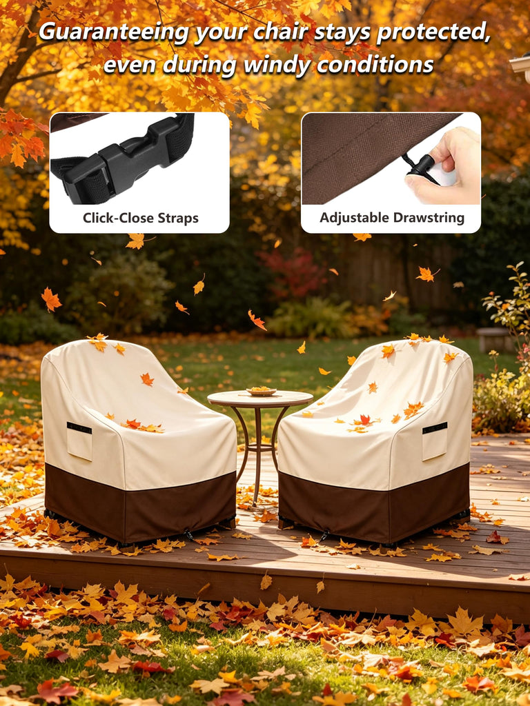 Adirondack Chair covers 2 Pack 30 W x 34 D x 36 H inches, Waterproof Heavy Duty for Outdoor Chair, Beige & Brown