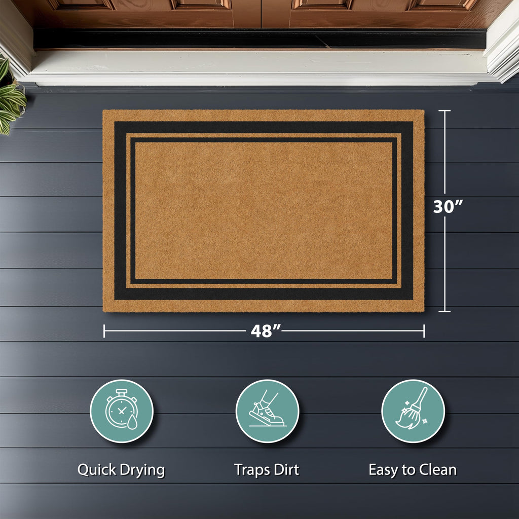Natural Coco Coir Non-Slip Doormat (30x48, Border)