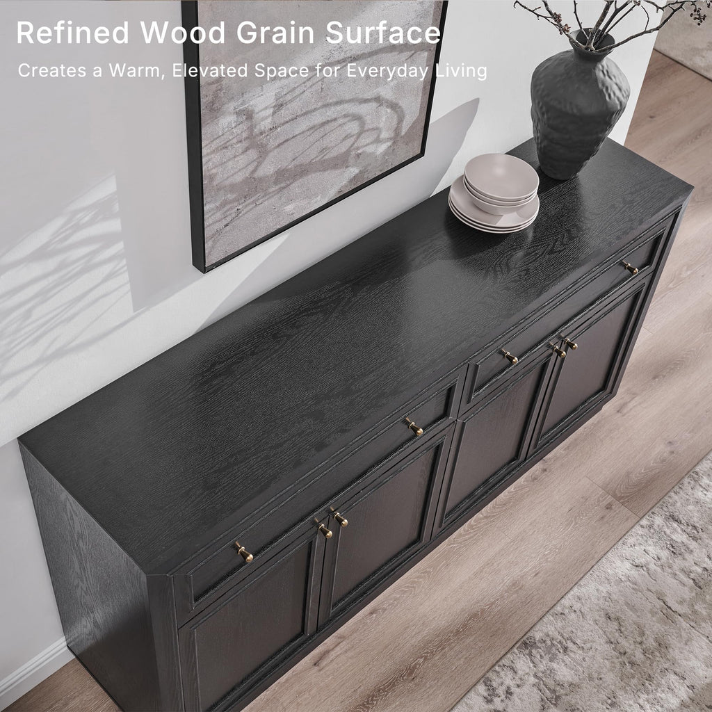 63" Modern Farmhouse Buffet Cabinet with Storage, Charcoal Black