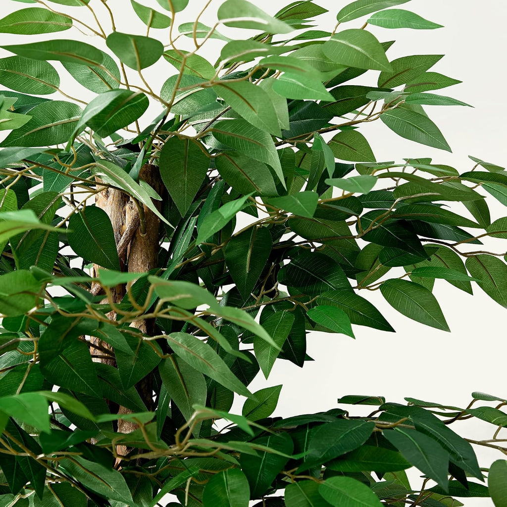 Ficus Tree Artificial 6 Feet, Tall Faux Tree in Pot, Fake Floor Plant with Realistic Tree Branch & Silk Leaves Indoor