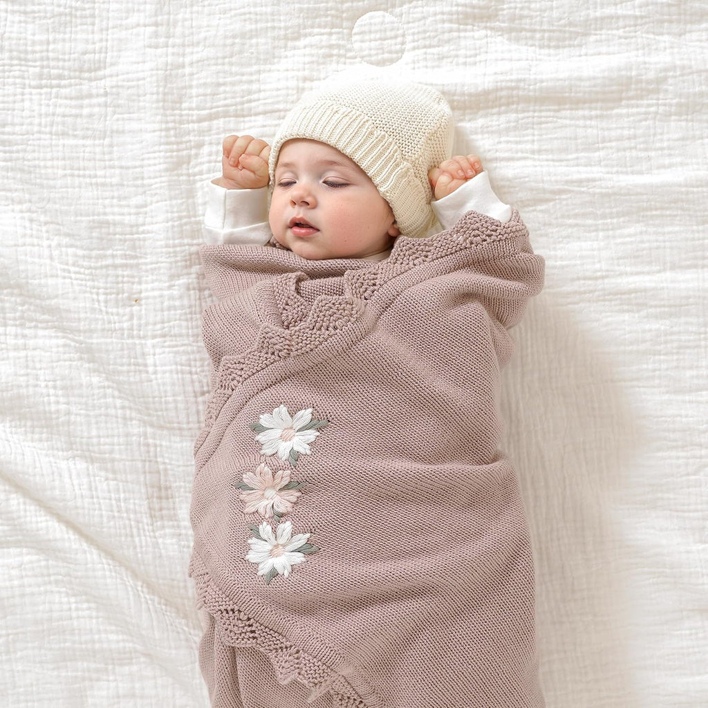 100% Traceable Cotton Baby Blanket for Girls Boys, 40x30 Inch, Pink