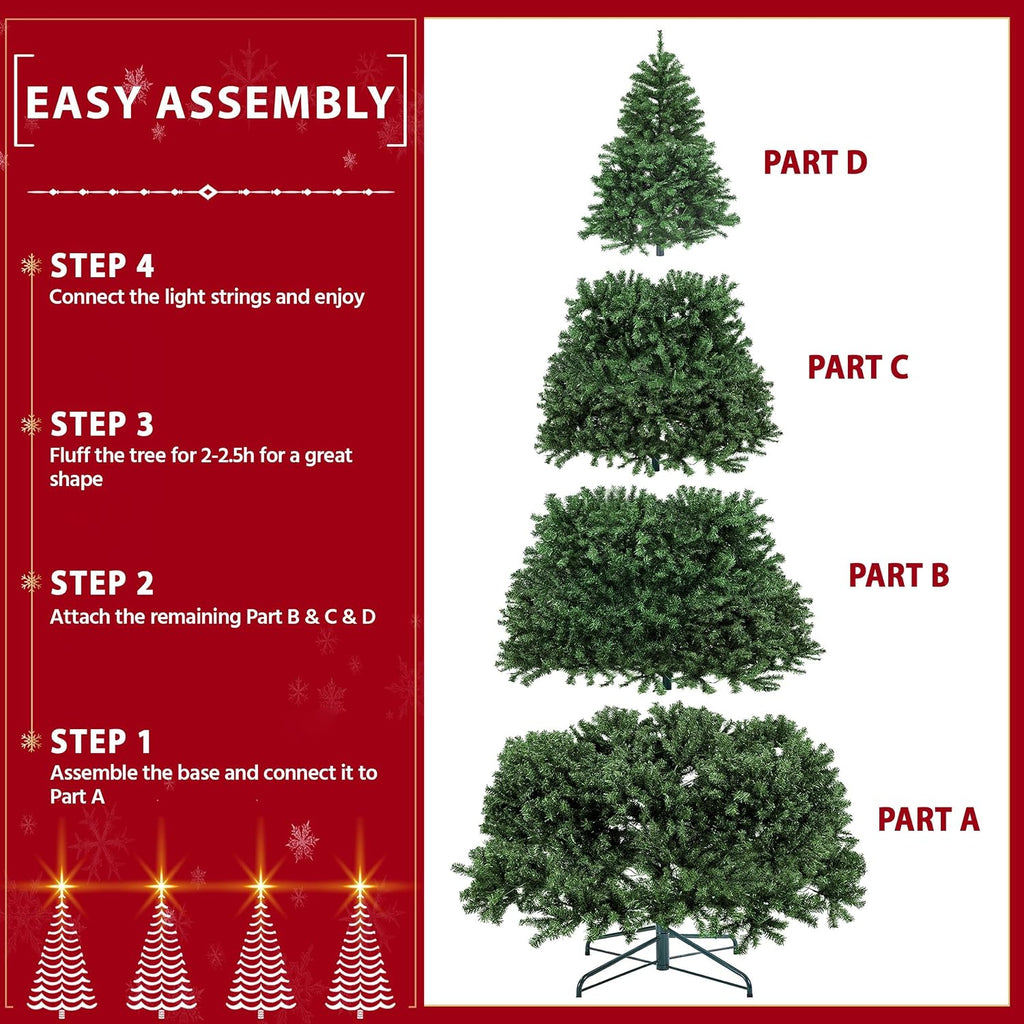 Pre-lit Christmas Tree with 850 Warm White Lights, Green