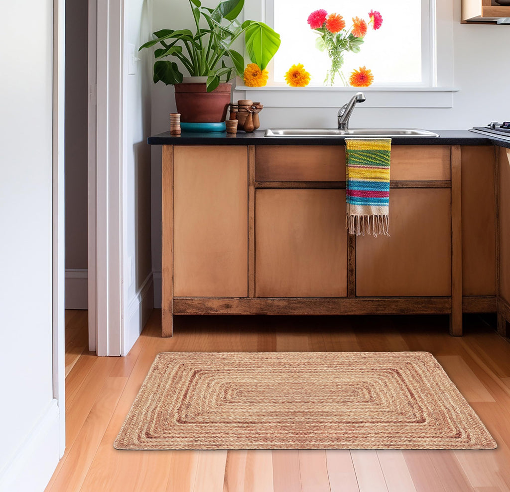Jute Rug - Braided Handwoven 100% Jute Door Mat - 22x34 inches
