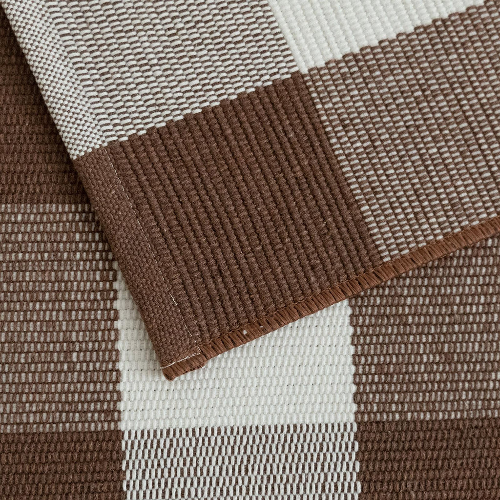 Fall Ourdoor Rug Farmhouse Brown and White Buffalo Check Rug Layered Welcome Door Mat for Front Porch Decor, Front