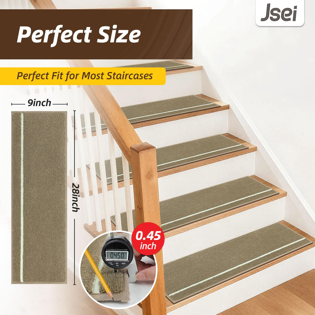Glow-in-the-Dark Stair Treads Indoor, 15 Pack, 9" x 28", Beige