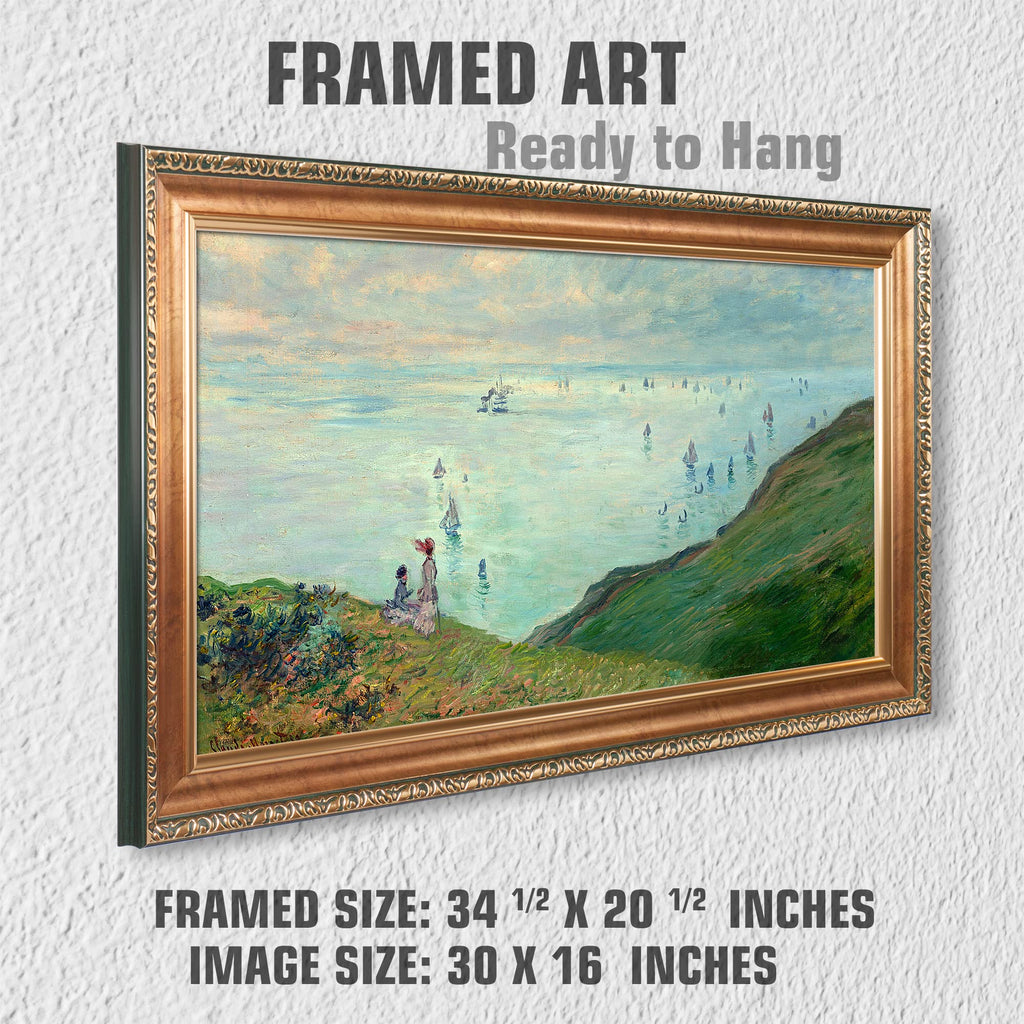 Cliffs at Pourville by Claude Monet, Gold Embossed Framed Art