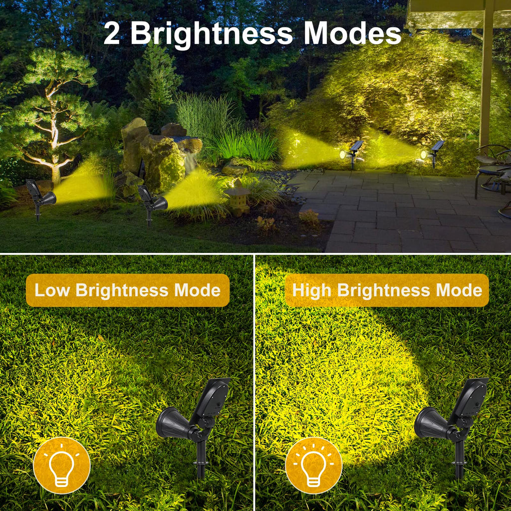 Solar Spot Lights Outdoor Waterproof, Warm White, 4 Pack