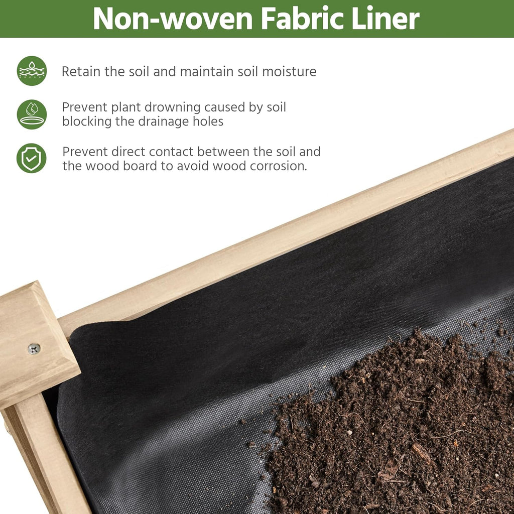 Raised Garden Bed 1Pcs Elevated Wood Planter Box Outdoor, Wood | Fir wood with black non-woven fabric liner offers