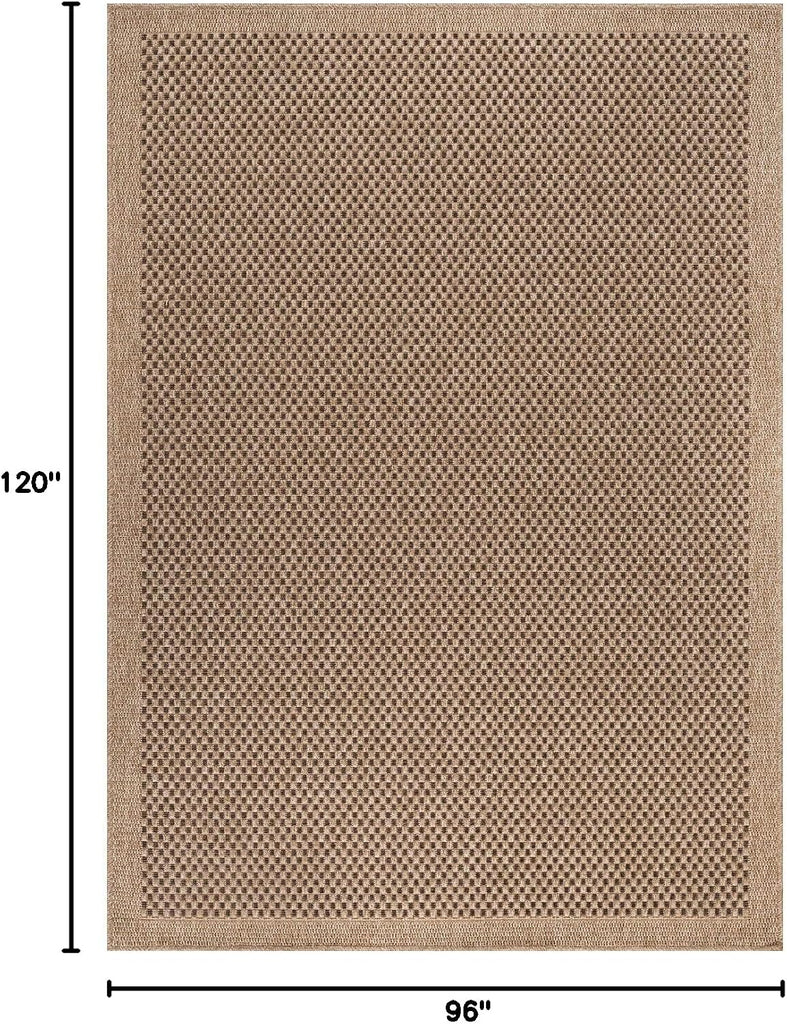 Easy Jute Rug 8x10, Indoor Outdoor Natural Color Fiber Area Rugs Patio and Kitchen Rug, Sisal Boho Woven Design