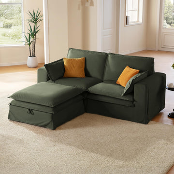 89" Washable Oversized Modular Sectional Sofa Couches, Green