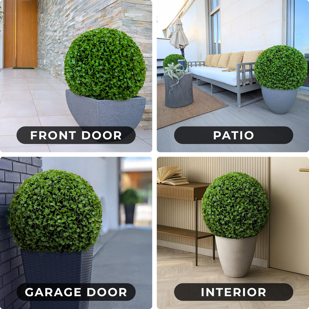 23" XL Faux Topiary Balls, Succulent Topiary Balls, 2 Pack