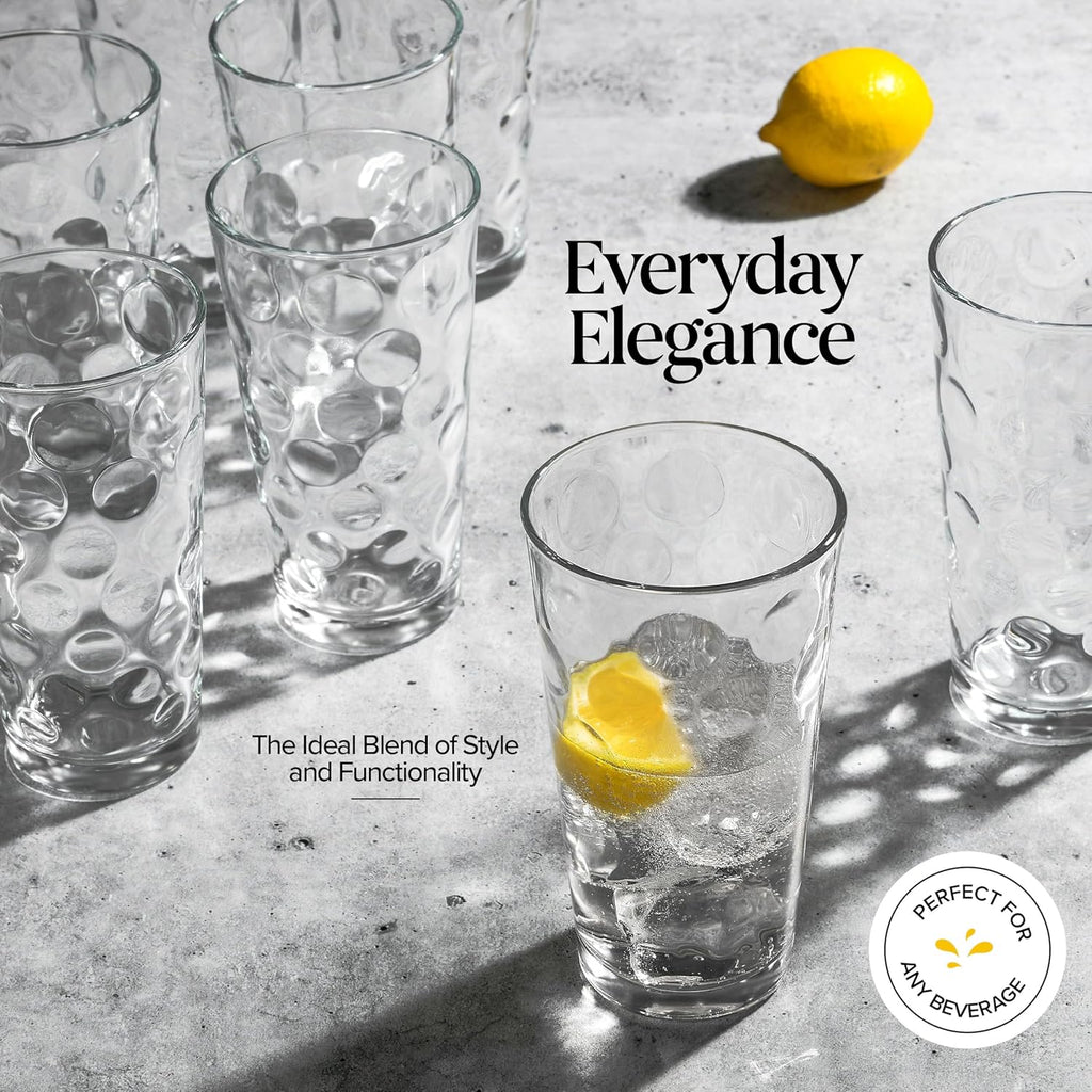 Highball Drinking Glasses Set of 10 Glass Cups by , 17 Oz. Glassware, for Water, Juice, Cocktails, Iced Tea