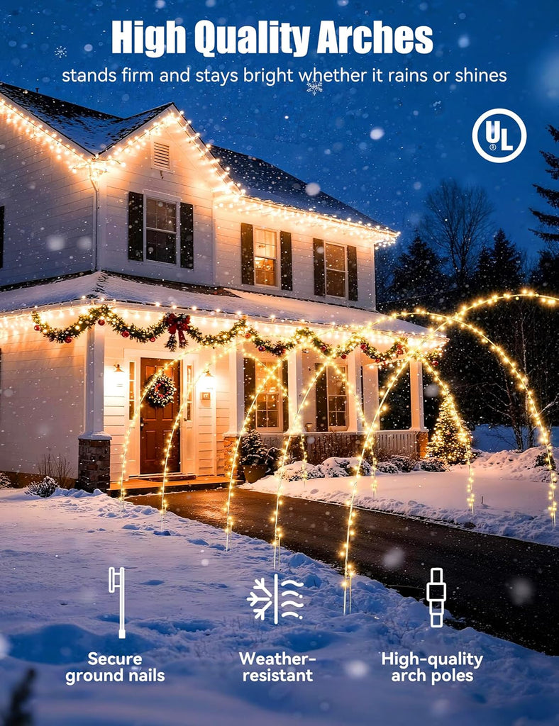 3 Pack Christmas Archway Outdoor, 24FT 300LED Christmas Arch Light,8 Light Modes Lights Driveways Arch, Perfect