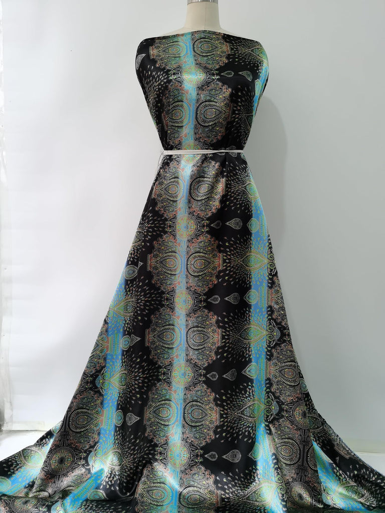 Paisley Patchwork Printed Satin Fabric Clothing Lining Sewing Material