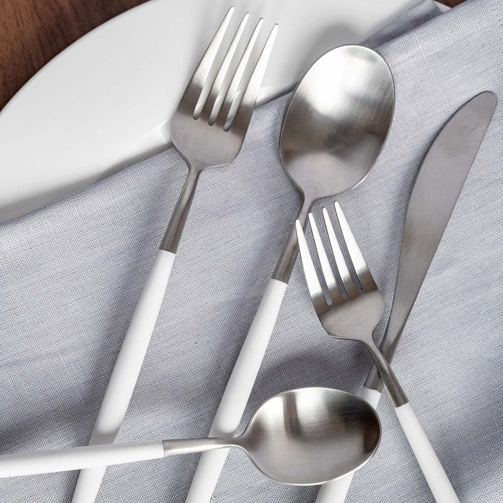 306420Ckp12Ds Mazzy White-Handle 20-Piece Flatware Set