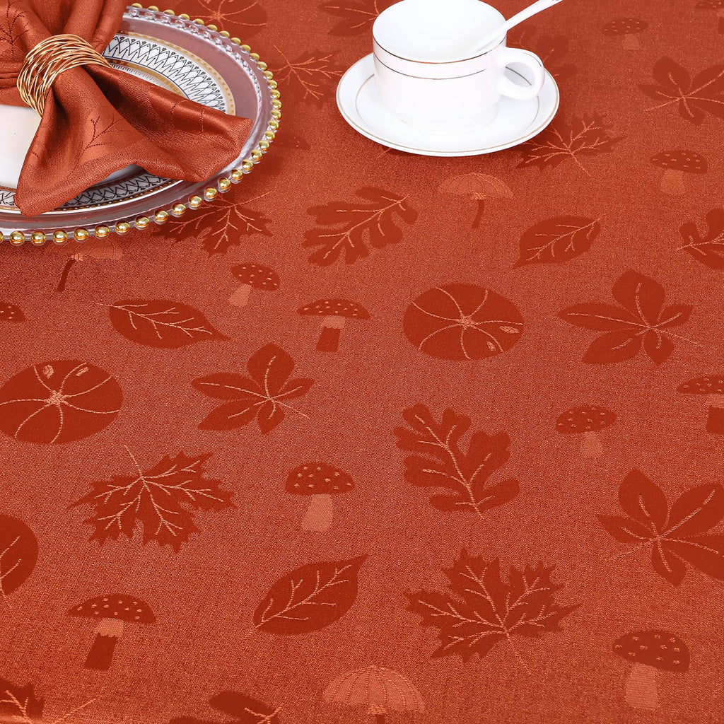 Rectangle Thanksgiving Tablecloth, Waterproof Jacquard Fall Table Cloth, Damask Cloth Table Cover for Harvest Decor