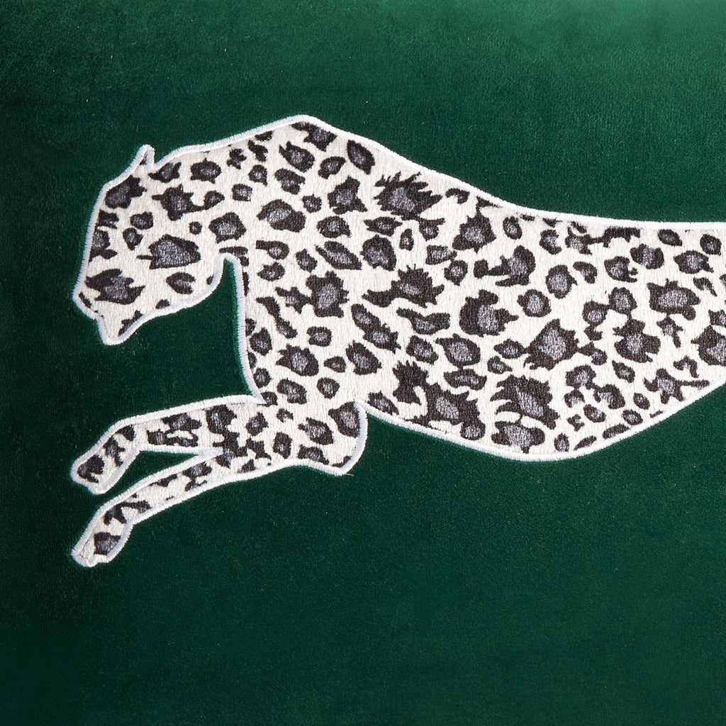 Reversible Velvet Cheetah Pillow, 18" x 18" Decorative Pillow, Emerald Green