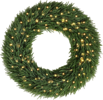 48 in Pre-Lit Norfolk Pine Artificial Christmas Wreath, Green